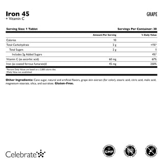 Iron 45 mg + Vitamin C Chewable Tablets, Grape